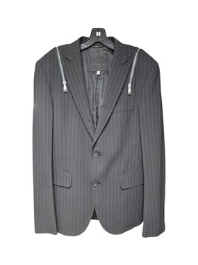 Richmond Gray Pinstripe Blazer with Shoulder Zippers